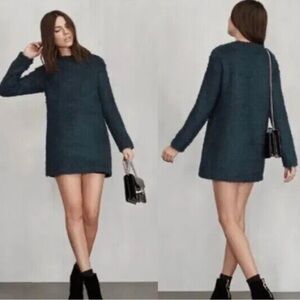 Reformation Loki BLACK  Mini Boucle Sweater Dress SZ M